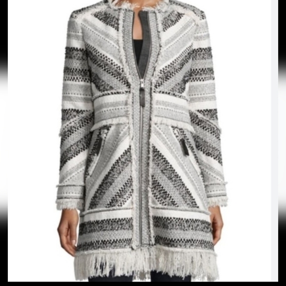 Rebecca Taylor $695 Artisan Tweed Fringe Coat In Size 8 - Picture 3 of 17